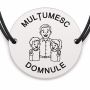 Brățară argint 925 cu bănuț gravat domnul învățător cu doi copii, șnur negru reglabil — R0309
