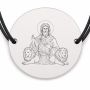 Brățară argint 925 cu bănuț Sfântul Prooroc Daniel, șnur negru reglabil — R0318