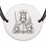 Brățară argint 925 cu bănuț Sfântul Voievod Ștefan cel Mare, șnur negru reglabil — R0321