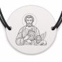 Brățară argint 925 cu bănuț Sfântul Apostol Marcu, șnur negru reglabil — R0326