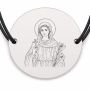 Brățară argint 925 cu bănuț Sfânta Iustina, șnur negru reglabil — R0327