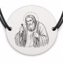 Brățară argint 925 cu bănuț Sfântul Serafim de Sarov, șnur negru reglabil — R0329