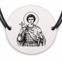Brățară argint 925 cu bănuț Sfântul Mare Mucenic Procopie, șnur negru reglabil — R0331