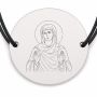 Brățară argint 925 cu bănuț Sfânta Cuvioasă Melania, șnur negru reglabil — R0337