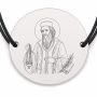 Brățară argint 925 cu bănuț Sfântul Prooroc Zaharia, șnur negru reglabil — R0339