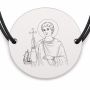 Brățară argint 925 cu bănuț Sfântul Mucenic Iulian, șnur negru reglabil — R0341