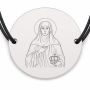 Brățară argint 925 cu bănuț Sfânta Cuvioasă Teofana Basarab, șnur negru reglabil — R0354