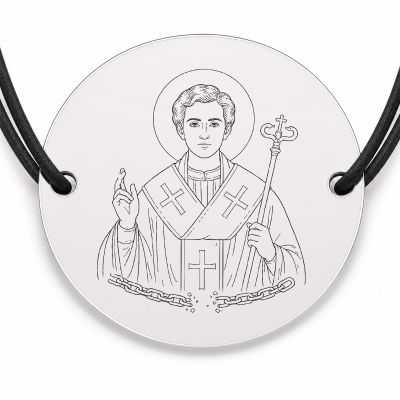 Brățară argint 925 cu bănuț Sfântul Ilie Iorest, șnur negru reglabil — R0356
