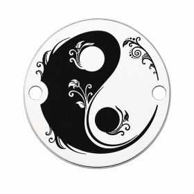Charm Yin Yang din argint 925, bănuț rotund 16.5 mm E0625