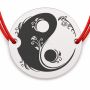 Brățară argint 925 cu bănuț simbol Yin și Yang cu ornamente florale, șnur reglabil — cadou simbolic B-E0625