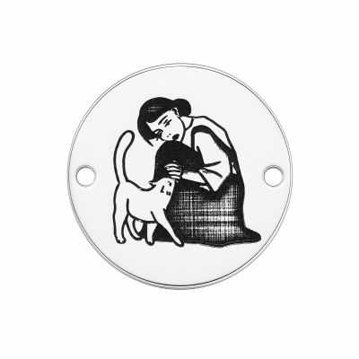 Bănuț Argint 925 Fetiță cu Pisicuță 16.5mm E1104