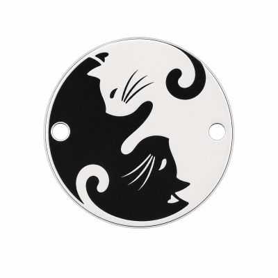 Bănuț pisici Yin și Yang din argint 925, gravat 16.5 mm E0023