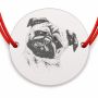 Brățară argint 925 cu bănuț portret fotogravat de cățel mops, șnur reglabil — cadou simbolic B-E1126