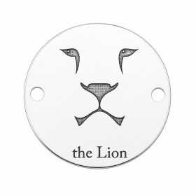 Element brățară leu din argint 925, tăbliță rotundă The Lion 16.5 mm E0784