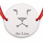 Brățară argint 925 cu bănuț chip de leu și mesajul «the Lion», șnur reglabil — cadou simbolic B-E0784