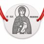Brățară argint 925 cu bănuț icoana Sfintei Cuvioase Parascheva, șnur reglabil — cadou simbolic B-E1543