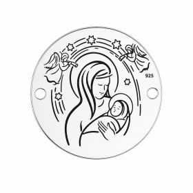 Element brățară mama și pruncul din argint 925, bănuț rotund gravat 16,5 mm E2109 GS
