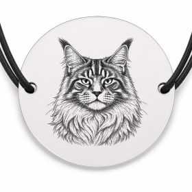 Brățară argint 925 · bănuț portret de pisică Maine Coon