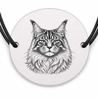 Brățară argint 925 · bănuț portret de pisică Maine Coon