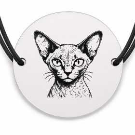 Brățară argint 925 · bănuț portret de pisică Devon Rex