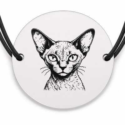 Brățară argint 925 · bănuț portret de pisică Devon Rex