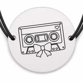 Brățară argint 925 · bănuț casetă audio cu inimioară