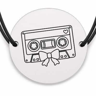 Brățară argint 925 · bănuț casetă audio cu inimioară