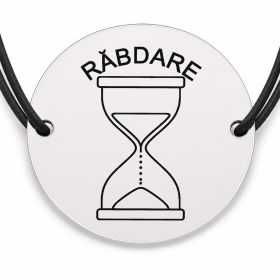 Brățară argint 925 · bănuț clepsidră cu mesajul „Răbdare"