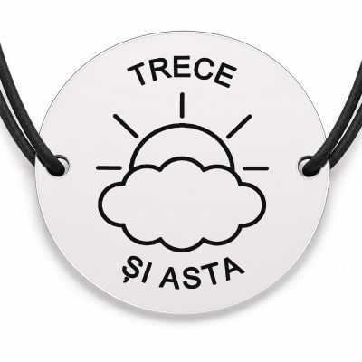 Brățară argint 925 · bănuț nor cu soare și mesajul „Trece