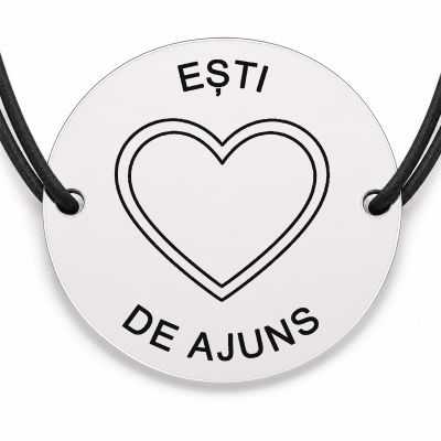 Brățară argint 925 · bănuț inimă cu mesajul „Ești de ajuns"