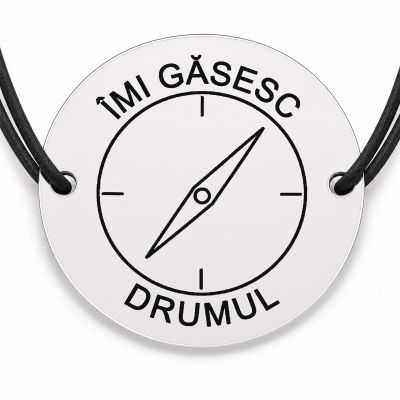 Brățară argint 925 · bănuț busolă cu mesajul „Îmi găsesc