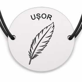 Brățară argint 925 · bănuț pană cu mesajul „Ușor"