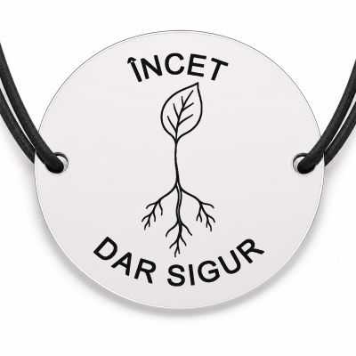 Brățară argint 925 · bănuț rădăcină cu mesajul „Încet, dar