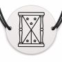 Brățară argint 925 cu bănuț gravat clepsidră cu stele, șnur negru reglabil — R0615