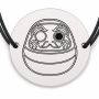 Brățară argint 925 cu bănuț gravat păpușa daruma, șnur negru reglabil — R0639