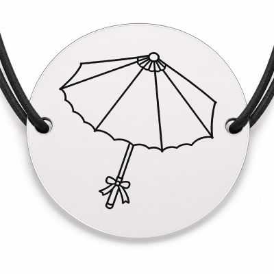 Brățară argint 925 cu bănuț gravat umbrelă japoneză, șnur negru reglabil — R0648