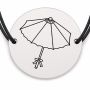 Brățară argint 925 cu bănuț gravat umbrelă japoneză, șnur negru reglabil — R0648