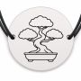 Brățară argint 925 cu bănuț gravat bonsai, șnur negru reglabil — R0652
