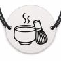 Brățară argint 925 cu bănuț gravat ceașcă de matcha, șnur negru reglabil — R0660