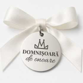 Bănuț Nuntă din Argint 925 „Domnișoară de onoare" – Bănuț cu Coroană pentru Domnișoara de Onoare 22 mm – N0009