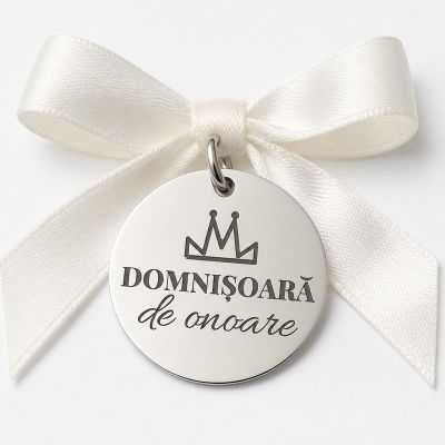 Bănuț Nuntă din Argint 925 „Domnișoară de onoare" – Bănuț cu Coroană pentru Domnișoara de Onoare 22 mm – N0009