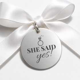 Bănuț Nuntă din Argint 925 „She said yes!" – Bănuț de Logodnă 22 mm – N0017