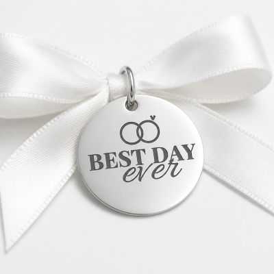 Bănuț Nuntă din Argint 925 „Best Day Ever" – Bănuț Amintire de Nuntă 22 mm – N0023