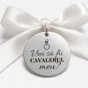 Bănuț Nuntă din Argint 925 „Vrei să fii cavalerul meu?" – Cerere Cavaler de Onoare 22 mm – N0025