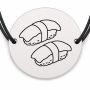 Brățară argint 925 cu bănuț gravat sushi nigiri, șnur negru reglabil — R0662