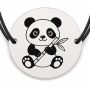 Brățară argint 925 cu bănuț gravat panda cu bambus, șnur negru reglabil — R0669