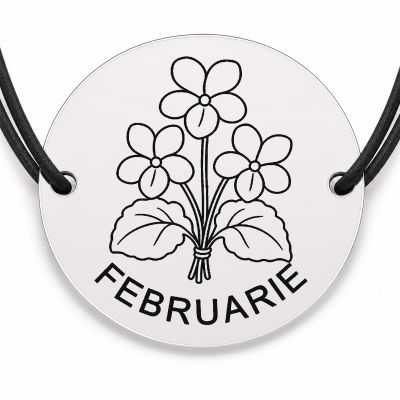 Brățară argint 925 · bănuț buchet violete februarie