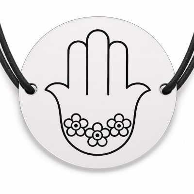 Brățară argint 925 · bănuț hamsa cu flori