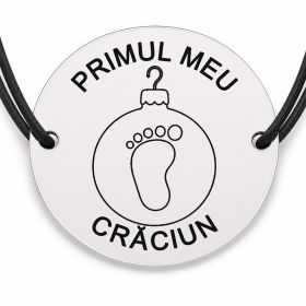 Brățară argint 925 · bănuț glob cu tălpiță de bebe