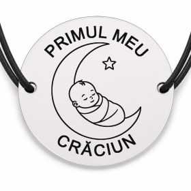 Brățară argint 925 · bănuț lună cu bebe dormind